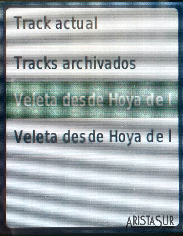 Listado tracks Garmin etrex